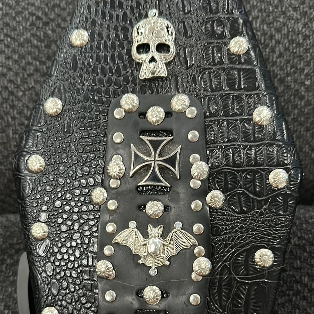 Gothic Black Coffin Bag HANDMADE AND ONE OF A KIND COFFIN PURSES - Picture 7 of 8
